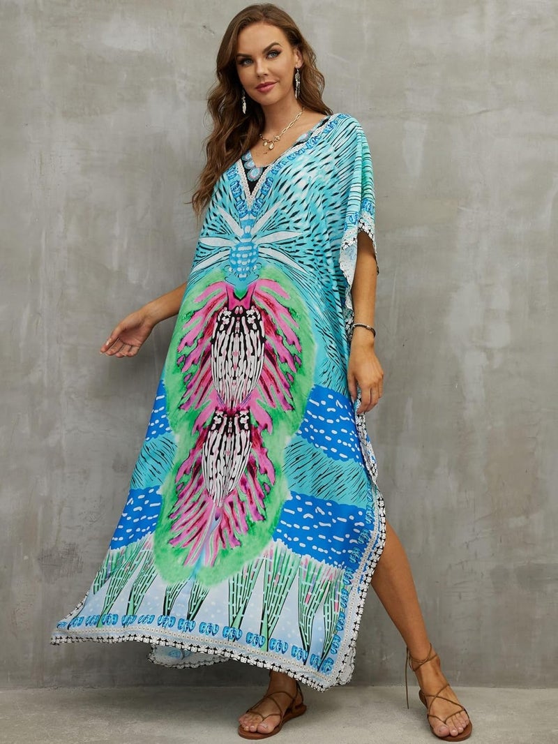 IMAGEKOPE Kaftan Dresses for Women Plus Size Bathing Suit Cover up Caftan Maxi Beach Dresses - Image 1